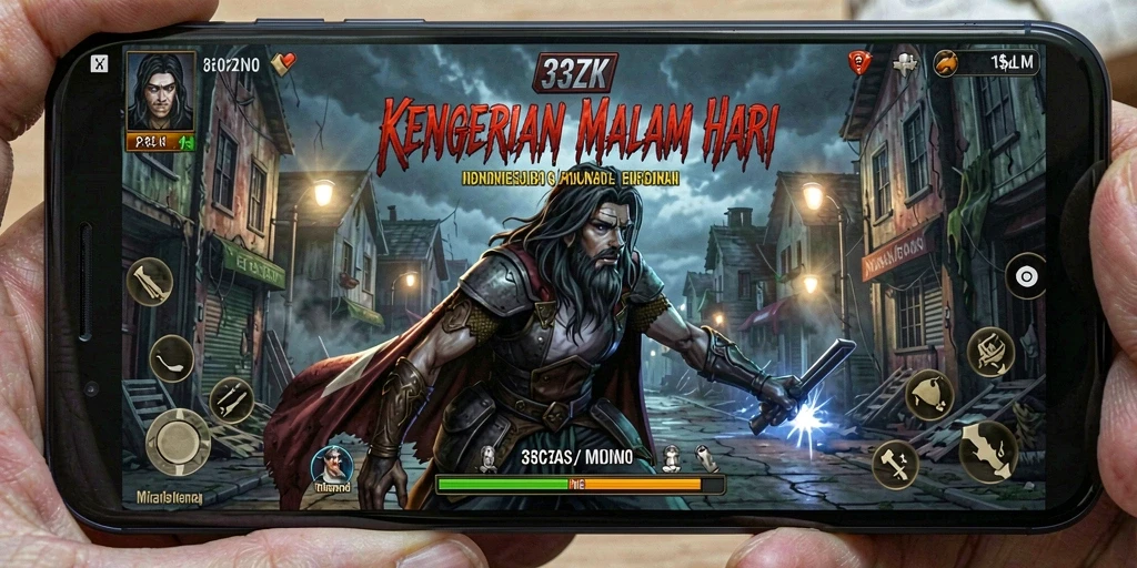 Screenshot gameplay 33ZK menampilkan suasana horor yang menegangkan.