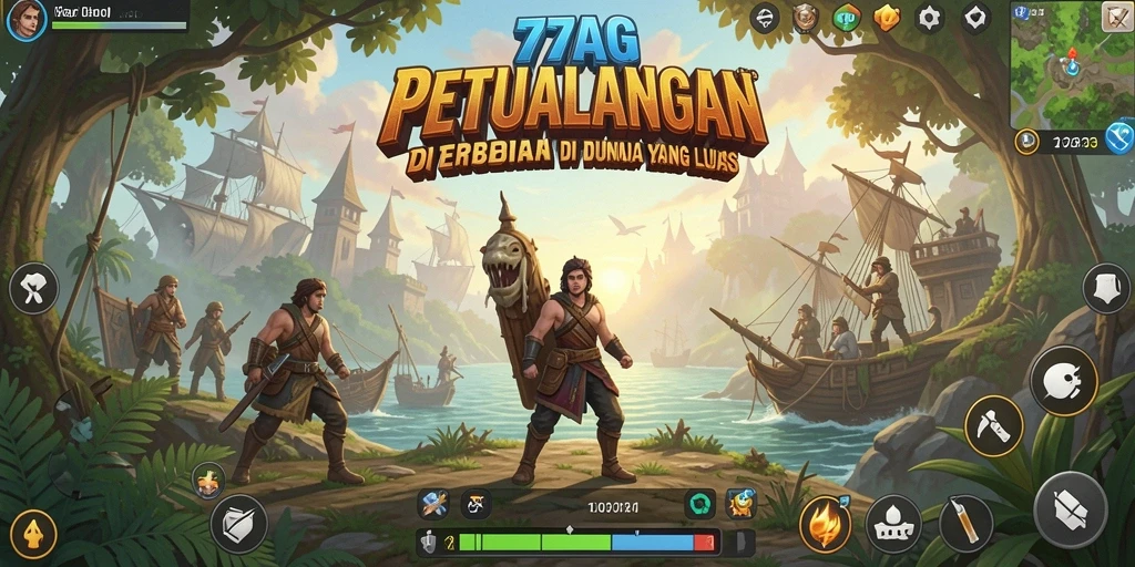 Screenshot dari gameplay 77AG yang menunjukkan dunia yang luas dan menakjubkan.
