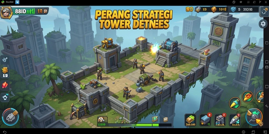 Screenshot menunjukkan aksi intens di game Tower Defense 88ID.