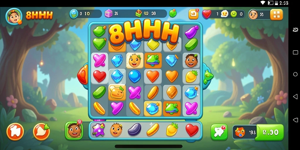 Tampilan gameplay 8HHH yang menarik dan penuh tantangan Match-3.