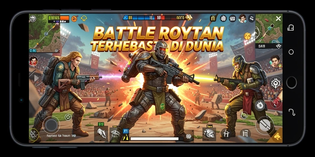 Tampilan gameplay mendebarkan di pertempuran 8II Battle Royale.