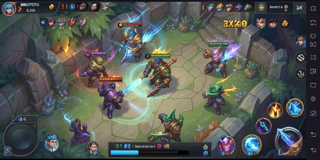 Tangkapan layar gameplay BRIOTOTO menampilkan aksi seru dalam pertempuran MOBA.