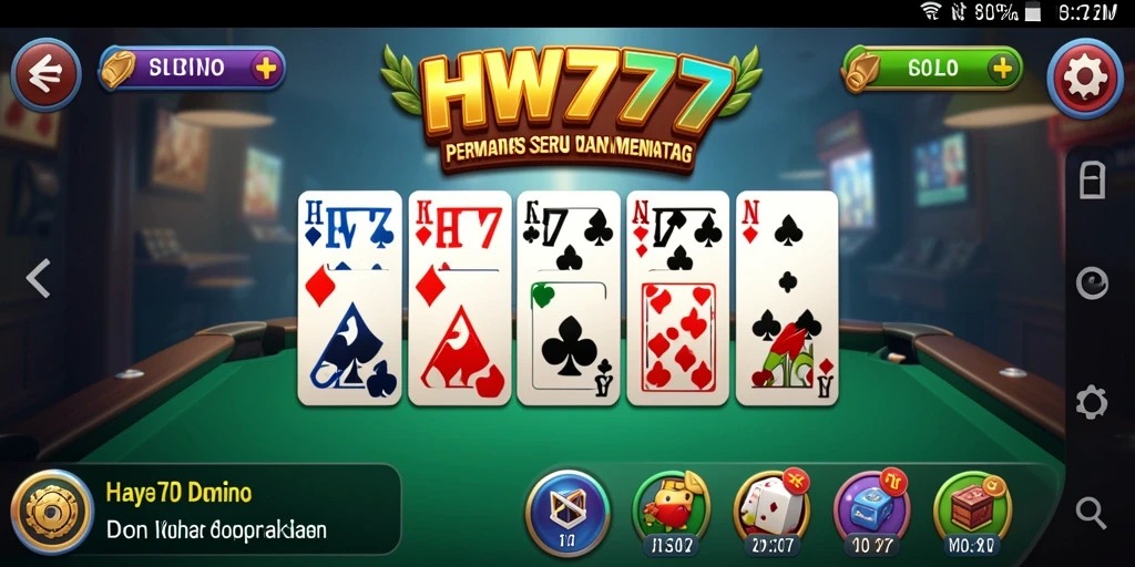 Screenshot menunjukkan gameplay Domino yang mendebarkan di HW777.