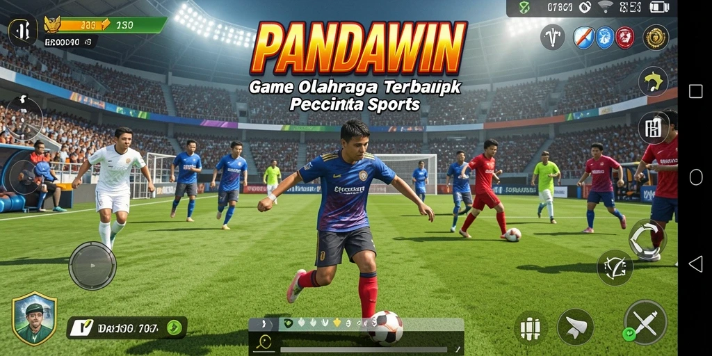 Screenshot utama PANDAWIN menunjukkan aksi pertandingan seru antara dua pemain.