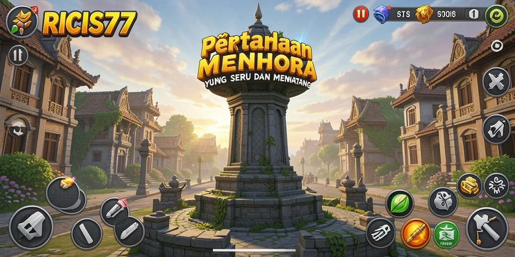 Screenshot gameplay RICIS77 yang menunjukkan aksi Tower Defense intens.