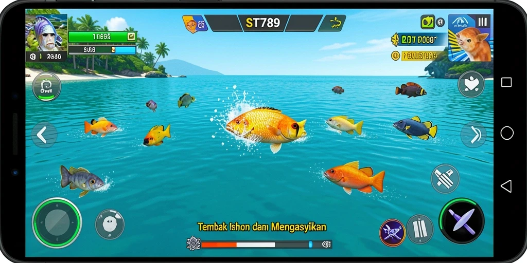 Screenshot utama menampilkan gameplay seru Tembak Ikan ST789.