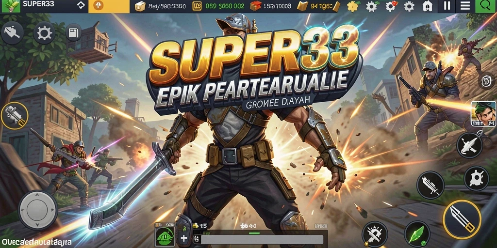 Screenshot SUPER33 menampilkan pertempuran mendebarkan dalam arena Battle Royale.