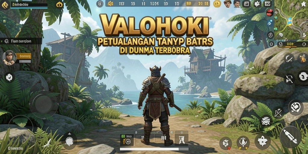 Tampilan gameplay <strong>VALOHOKI</strong> menampilkan eksplorasi dunia terbuka yang luas dan interaktif.