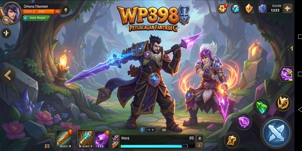 Screenshot utama WP888 menunjukkan momen pertarungan epik dalam RPG.